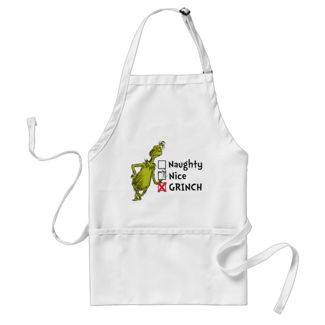 Naughty, Nice or Grinch Quote Adult Apron (Front)