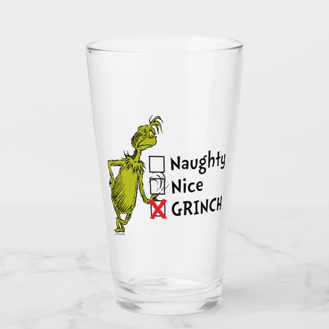 Naughty, Nice or Grinch Quote Glass (Front)
