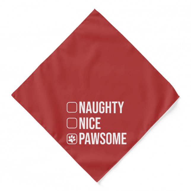 Naughty Nice Pawsome Christmas List Dog Bandana (Front)