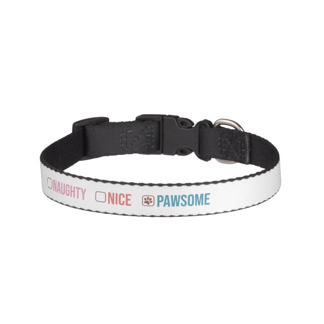 Naughty Nice Pawsome Christmas List Dog Pet Collar (Front)