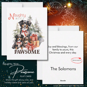 Naughty, Nice, Pawsome Flat Christmas Card