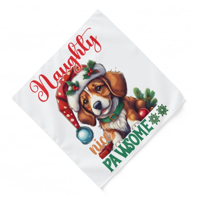 Naughty Nice Pawsome - Pet Bandana (Front)