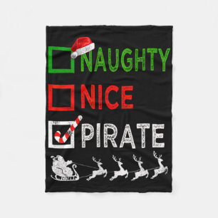 Naughty Nice Pirate Christmas Pajamas Funny Santa Fleece Blanket