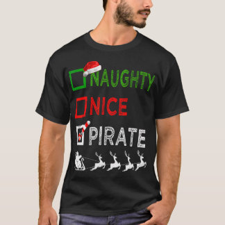 Naughty Nice Pirate Christmas s Funny Santa Hat X T-Shirt