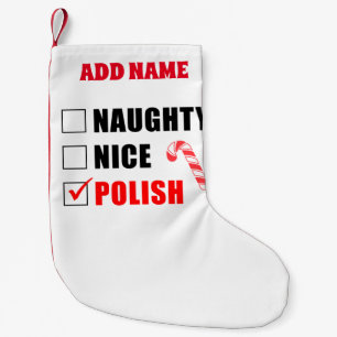 Naughty Nice Polish Personalized Small Christmas Stocking