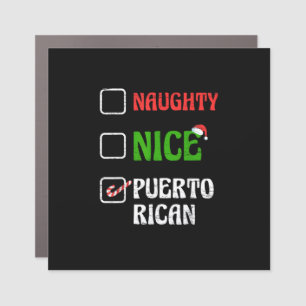 Naughty Nice Puertorican Santa Holiday Sweet Car Magnet