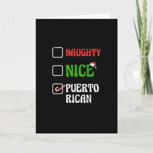Naughty Nice Puertorican Santa Holiday Sweet Card
