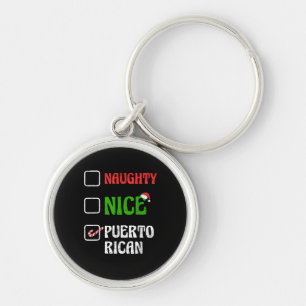 Naughty Nice Puertorican Santa Holiday Sweet  Keychain