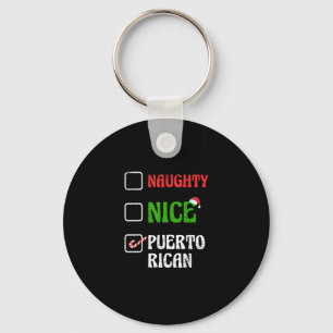 Naughty Nice Puertorican Santa Holiday Sweet Keychain