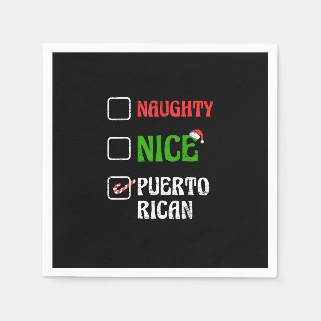 Naughty Nice Puertorican Santa Holiday Sweet  Napkins (Front)
