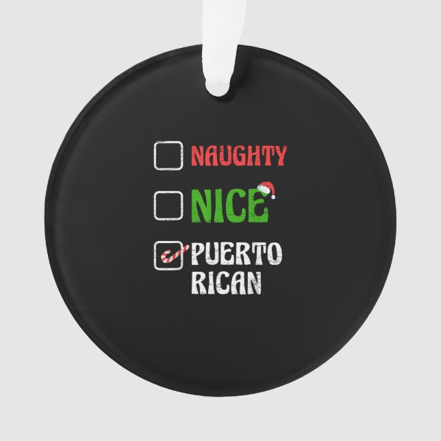 Naughty Nice Puertorican Santa Holiday Sweet Ornament (Front)