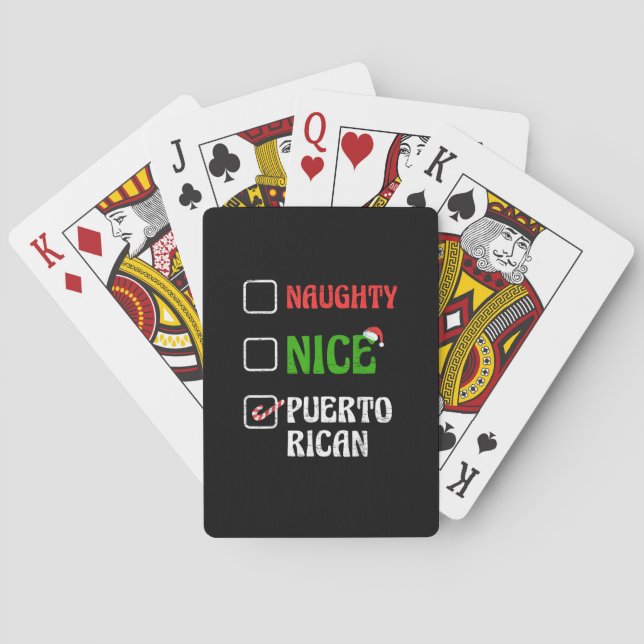 Naughty Nice Puertorican Santa Holiday Sweet  Poker Cards (Back)