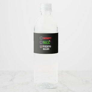 Naughty Nice Puertorican Santa Holiday Sweet  Water Bottle Label