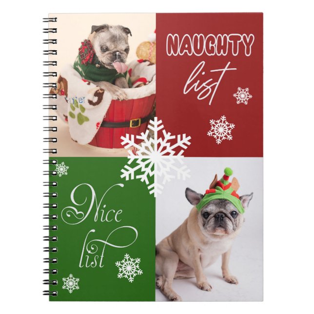 Naughty & Nice Pugs Notebook (Front)