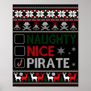 Naughty Nice Rate Funny Christmas Checklist Ugly Poster