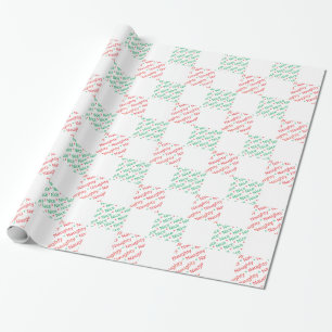Naughty Nice Red Green Christmas Checkerboard Wrapping Paper