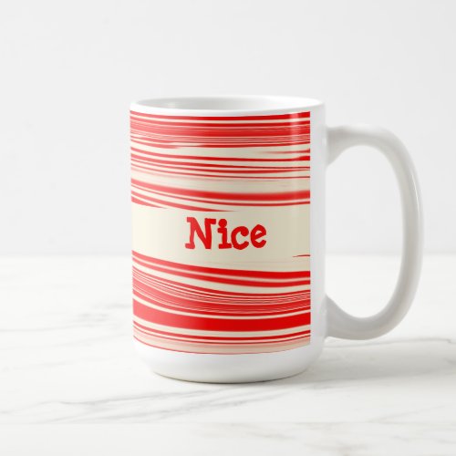 Naughty Nice Red Peppermint Candy Marbled Stripes  Coffee Mug