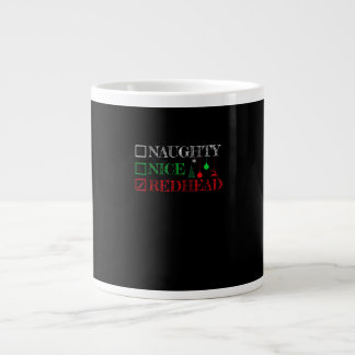 Naughty Nice Redhead Christmas Funny Holiday Giant Coffee Mug