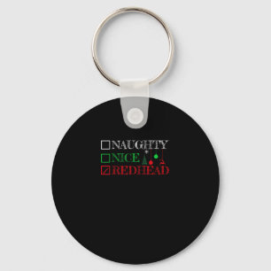 Naughty Nice Redhead Christmas Funny Holiday Keychain