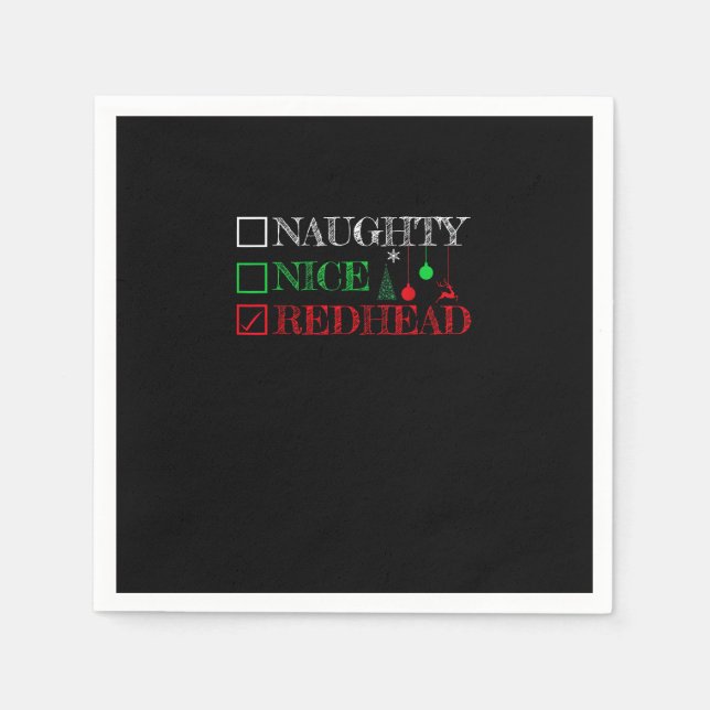Naughty Nice Redhead Christmas Funny Holiday  Napkins (Front)