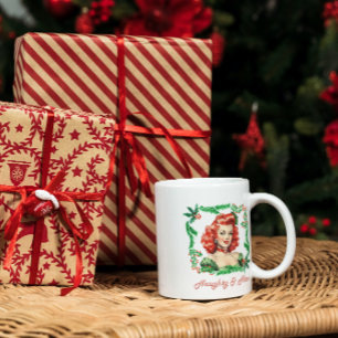 Naughty & Nice Retro Christmas Pinup Coffee Mug