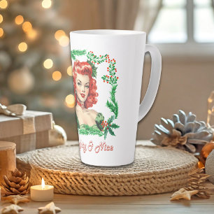 Naughty & Nice Retro Christmas Pinup Latte Mug