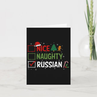 Naughty Nice Russian Christmas Pajamas Santa Claus Card