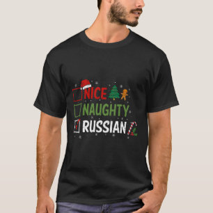 Naughty Nice Russian Christmas Pajamas Santa Claus T-Shirt