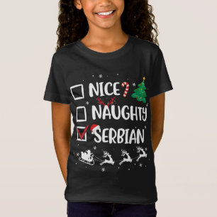 Naughty Nice Serbian Christmas Funny Santa Hat Xma T-Shirt
