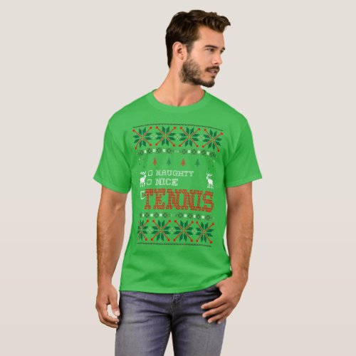 Naughty Nice Tennis Christmas Ugly Sweater Tshirt