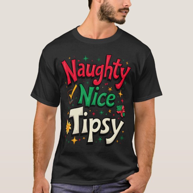 Naughty Nice Tipsy Funfest T-Shirt (Front)