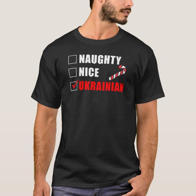 Naughty Nice Ukrainian Christmas Design T-Shirt (Front)