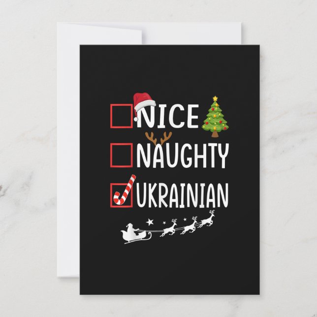 Naughty Nice ukrainian Christmas Pajamas Santa Cla Invitation (Front)