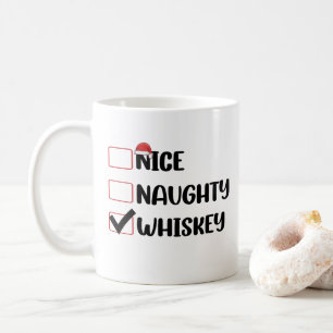 Naughty Nice Whiskey Santa Christmas List Coffee Mug