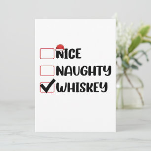Naughty Nice Whiskey Santa Christmas List Invitation