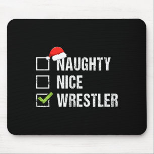 Naughty Nice Wrestler Shirt Wrestling Santa Christ Mouse Pad