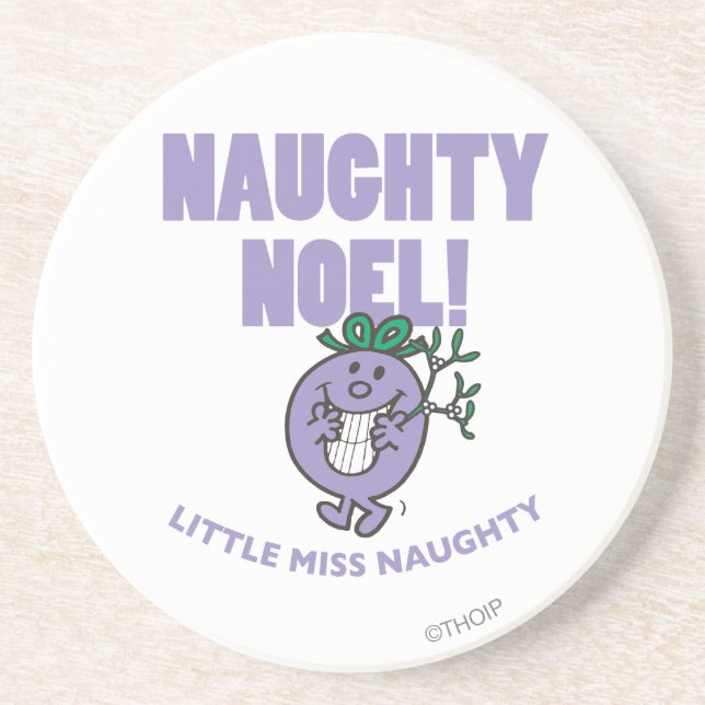 Naughty Noel! Sandstone Coaster (Front)