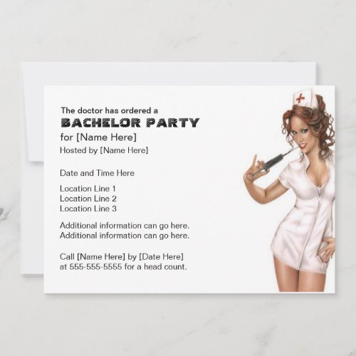 Naughty Nurse Bachelor Party Invites
