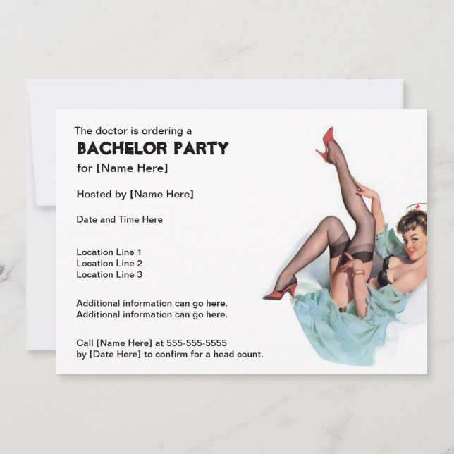 Naughty Nurse Bachelor Party Invites (Front)