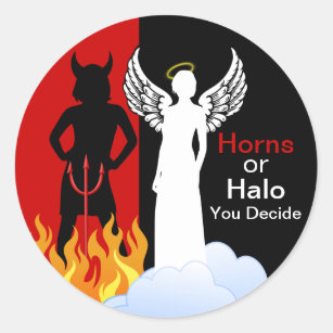 Naughty or Nice Angel Devil Classic Round Sticker
