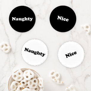Naughty or Nice, black white Coaster Set