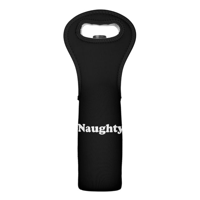 Naughty or Nice, black white funny Wine Tote (Front)