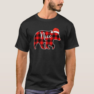 Naughty or Nice Christmas Couple Nice Bear Red Pla T-Shirt