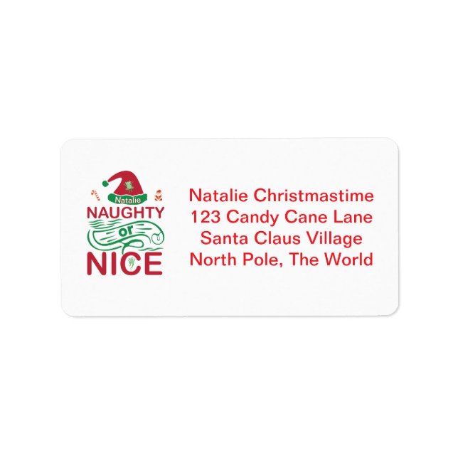  Naughty or Nice Christmas Frogs with Santa Design Label (Front)