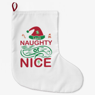 Naughty or Nice Christmas Frogs with Santa Design Large Christmas Stocking