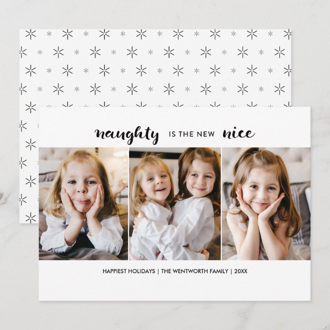 Naughty or Nice Christmas Holiday Flat Card (Front/Back)