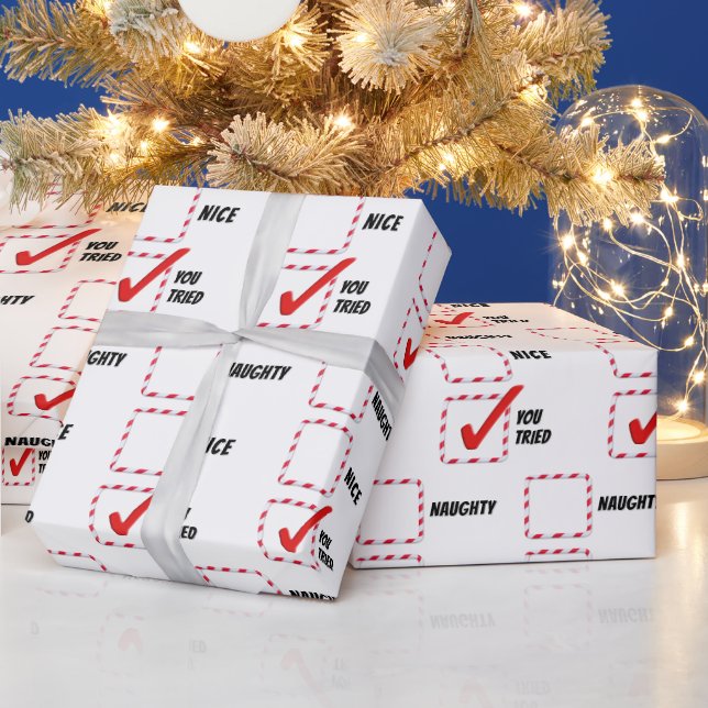 Naughty or Nice Christmas Humor Wrapping Paper (Holidays)