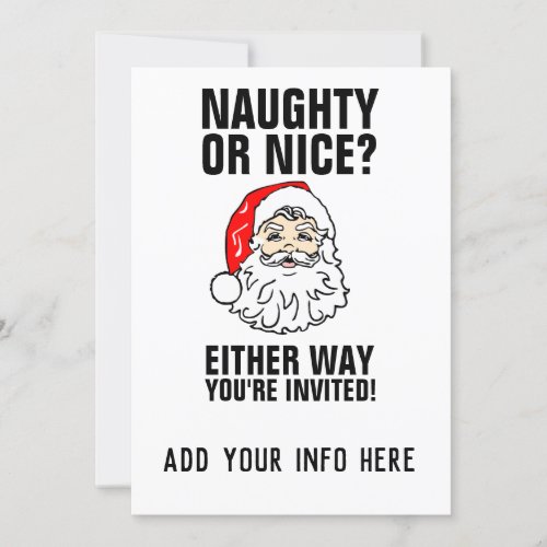 NAUGHTY OR NICE CHRISTMAS PARTY INVITATIONS