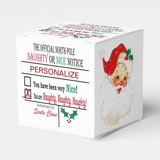 Naughty or Nice Christmas Santa Favor Boxes (Front Side)