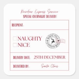 Naughty Or Nice Christmas Special Delivery Square Sticker